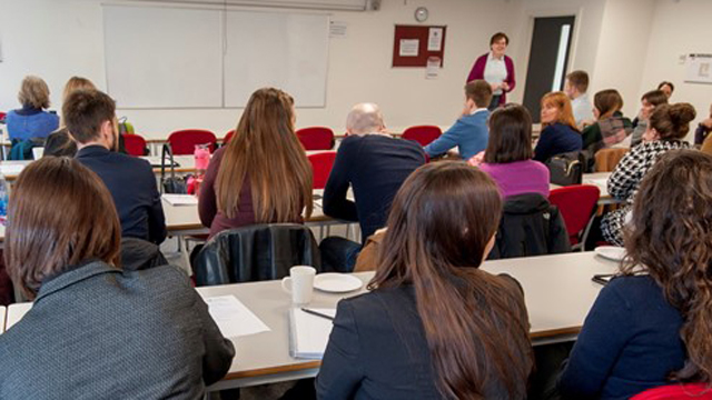 A classroom lecture in session