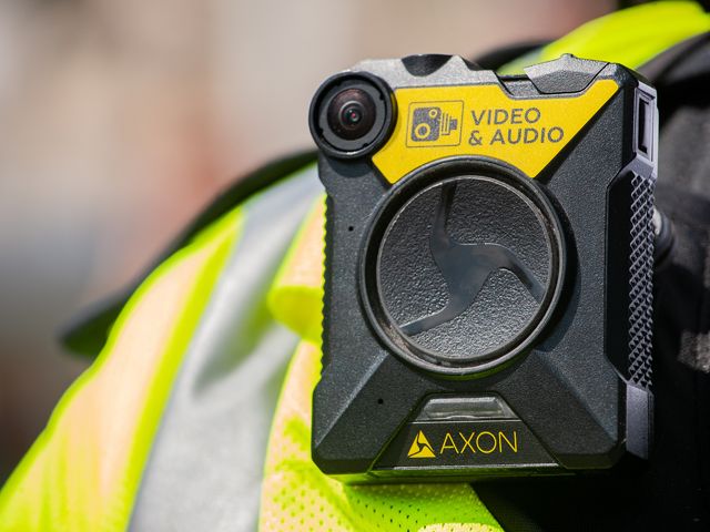 Close up of a police officer's body worn camera