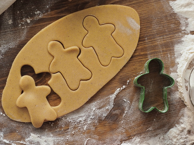 Gingerbread pastry and a gingerbread man cut-out